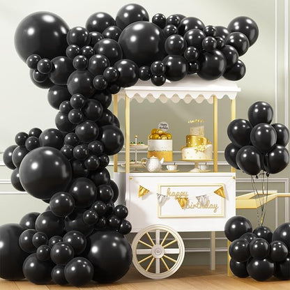 APLANET 150pcs Black Balloons Different Sizes 18 12 10 5 Inch, Latex Balloons by ZJHAI