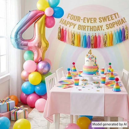 Rainbow Ombre Number 4 Balloon 40 Inch, Pastel Foil Decor | Dreamy Rainbow - Image 7