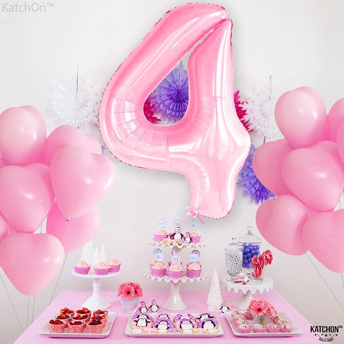 KatchOn, 4th Birthday Decorations Girl | Light Pink 4 Balloon Number, 4th - Image 8