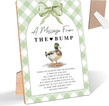 Mallard Duck A Message From the Bump Baby Shower Signs, Sage Green Wooden by Unknown