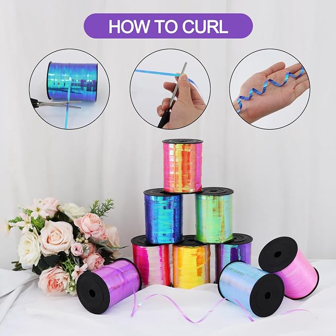 TONIFUL 500 Yards Iridescent Purple Curling Ribbon Balloon String | Iridescent - Image 3