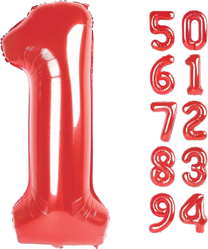 Red 1 Balloon - Number Balloon 40 Inch, 1st Red Birthday Decorations | Large by IWERP