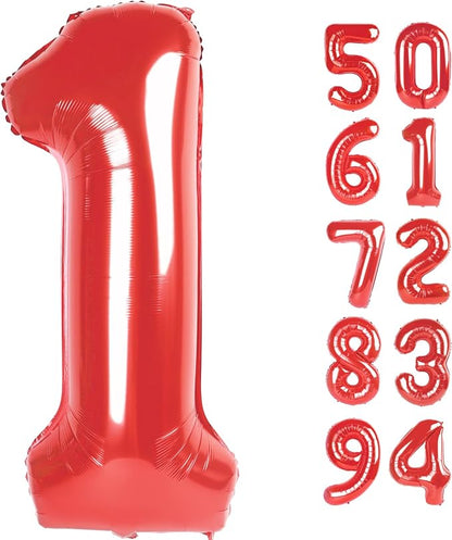 Red 1 Balloon - Number Balloon 40 Inch, 1st Red Birthday Decorations | Large by IWERP