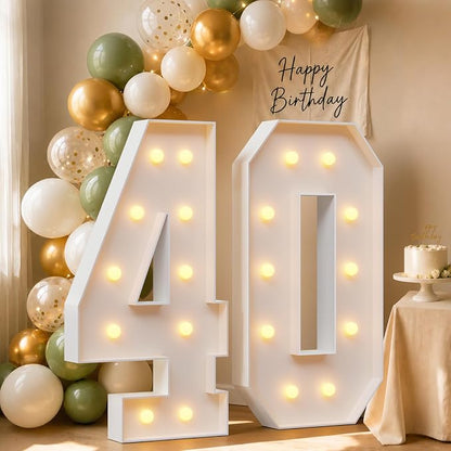 4FT Light Up Marquee Number 40 Warm White Light | Decorations by Letsmakeitimpressive