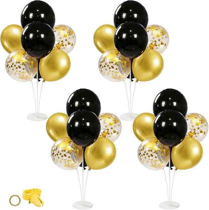 4 Set Black Gold Balloons Stand Kit, Balloon Centerpieces by FengRise