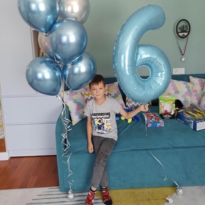 40 Inch 2nd 20th Birthday Number Balloon, Baby Blue Foil Giant Self Inflating - Image 6