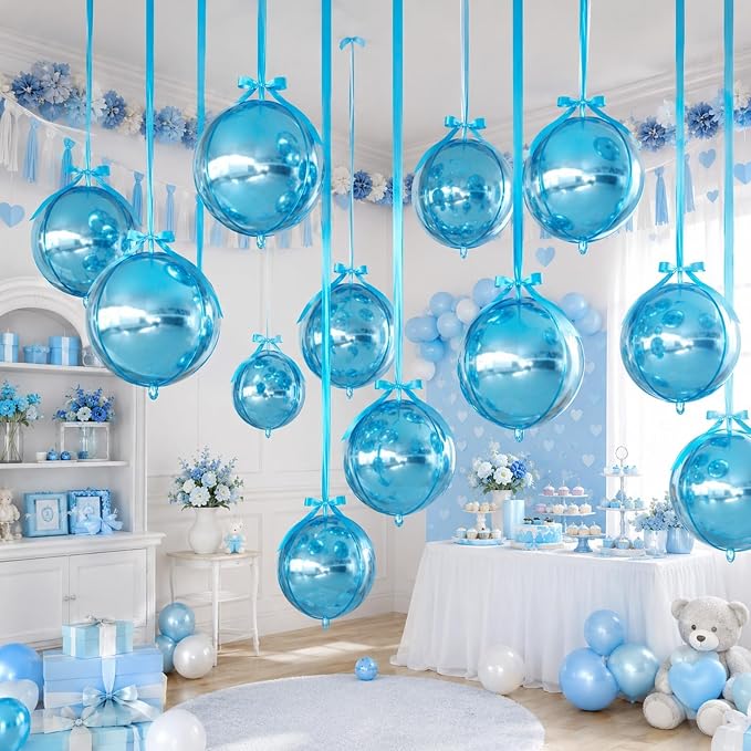 Light Blue Round Foil Balloons - Image 6