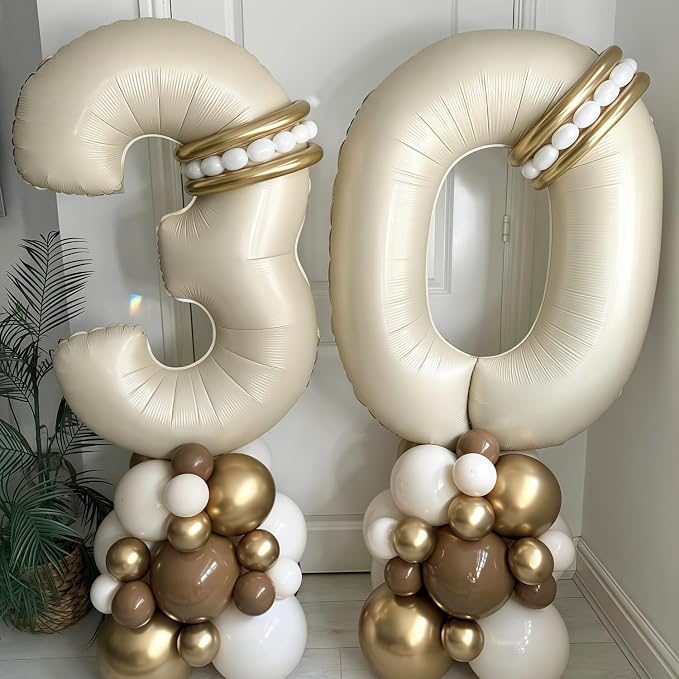 Cream 15 Balloon Number 40 Inch Cream Number 15 Balloon Helium Mylar Balloons - Image 6
