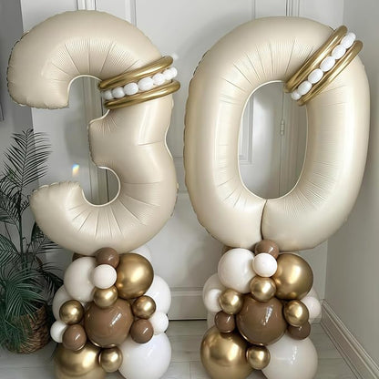 Cream 10 Balloon Number 40 Inch Cream Number 10 Balloon Helium Mylar Balloons - Image 6