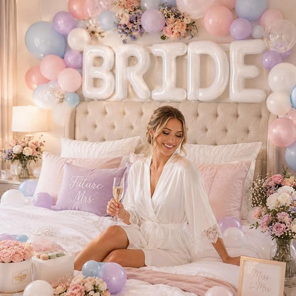 BRIDE Balloons Bachelorette Party Decorations, 16 inch White Bride Letter Mylar - Image 3