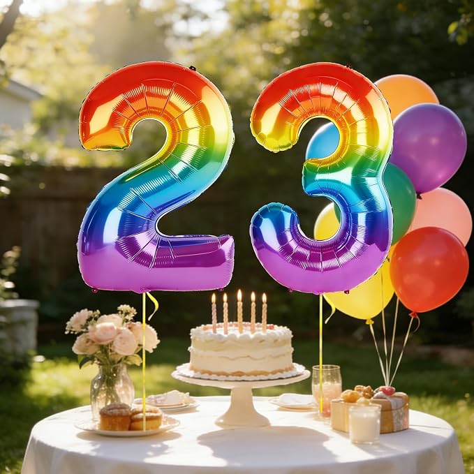 40 Inch Number 23 Balloons for 23rd Birthday Party Decorations, 0-100 Rainbow - Image 3