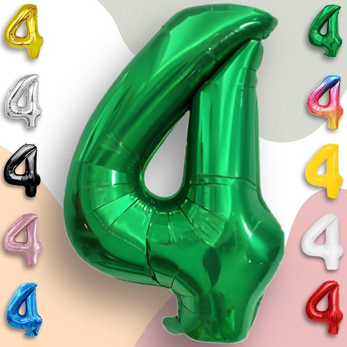 Green Number Balloon 4 Mylar Foil Balloons 16 inch - Image 6