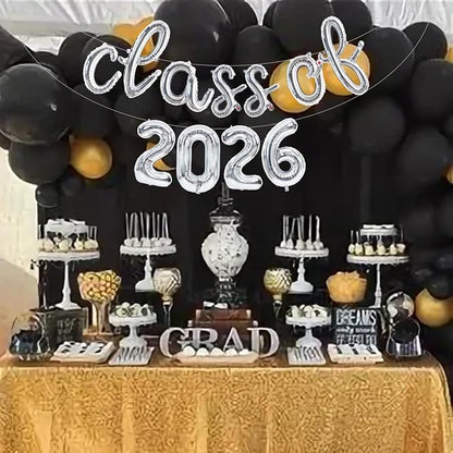 TONIFUL Silver Cursive Class of 2026 Graduation Balloon Banners 2026 - Image 6