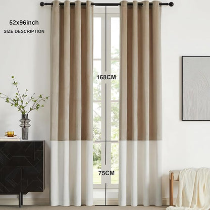 BULBUL Luxury Two Tone Velvet Curtains 96 inch- Cream Ivory Champagne | Modern - Image 6