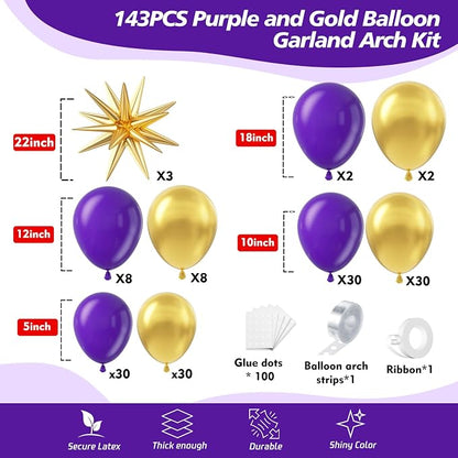 Purple and Gold Balloon Garland Arch Kit - Image 2
