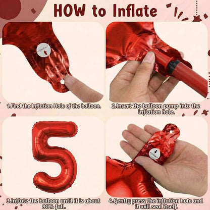 Red Number 15 Balloon 40 Inch, Foil Numeral - Image 5
