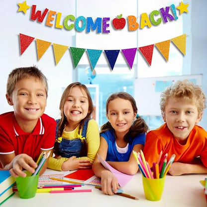 Welcome Back to School Banner Colorful Back to School Decorations Glitter First - Image 6