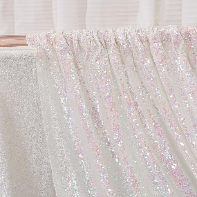 Poise3EHome White Iridescent Sequin Backdrop, 8FT x 10FT Sequin Photography - Image 4