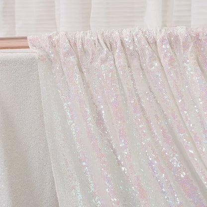 Poise3EHome White Iridescent Sequin Backdrop, 8FT x 10FT Sequin Photography - Image 4