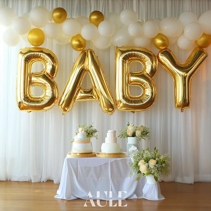AULE 40 Inch Gold H Balloon Letter Foil A-Z Birthday Big Alphabet | Birthday - Image 3