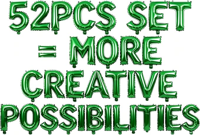 52 Pcs Green Letter Balloons, Custom 2 Set A-Z Set by GOGAKIE