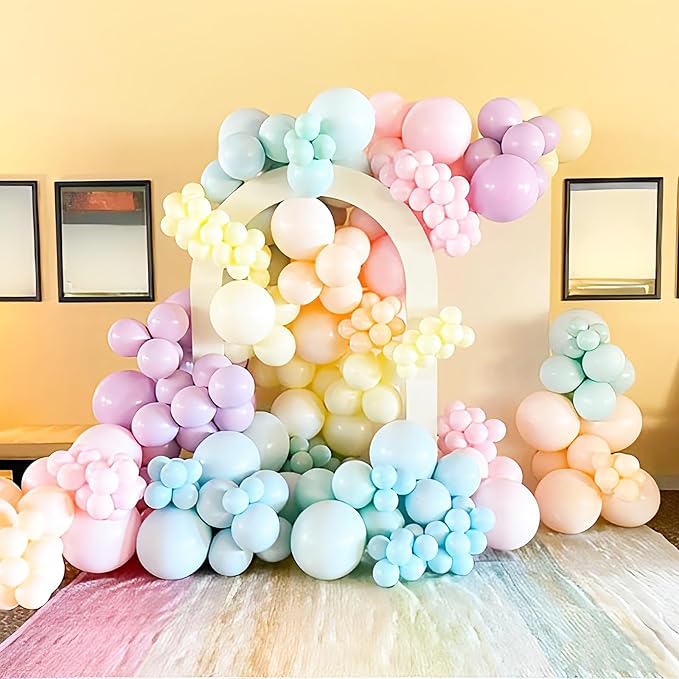 Pastel Balloons 12INCH Macaron Pink Blue Purple Yellow Light Rainbow Latex - Image 7