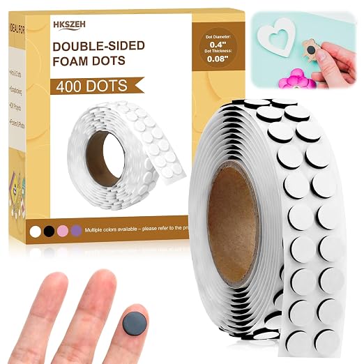 400 PCS 2mm Double Sided Foam Dots 0.4" Foam Round Dots 3D Foam Tape Craft by Unknown