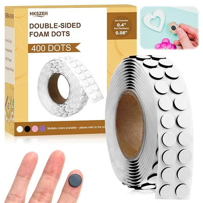 400 PCS 2mm Double Sided Foam Dots 0.4" Foam Round Dots 3D Foam Tape Craft by Unknown