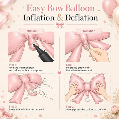 40 Inch Cream Number 7 with Pink Bow Balloons, Giant Self Inflating Beige Cream - Image 8