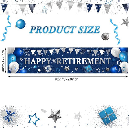 Blulu 2026 Retirement Banner Sign Horizontal Large Fabric Retirement Yard Sign - Image 2