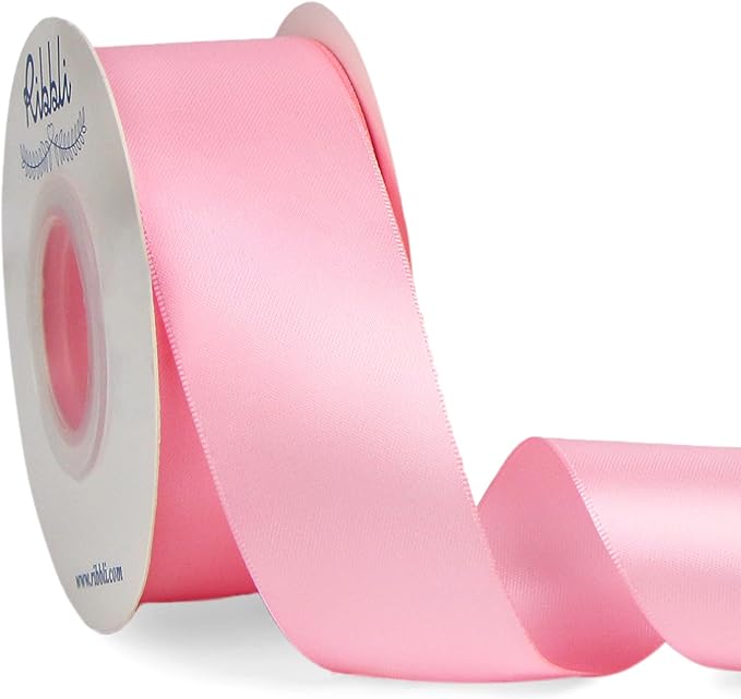 Ribbli Pink Double Faced Satin Ribbon, 1-1/2” x Continuous 25 Yards, Use by Ribbli