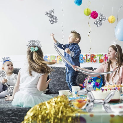 Metallic Silver Long Balloons Premium 260 Twisting Magic Balloons - Image 6