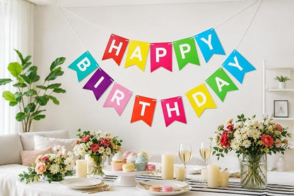 Letjolt Colorful Happy Birthday Banner Kids Party Signs 13 Pcs | Bunting - Image 3