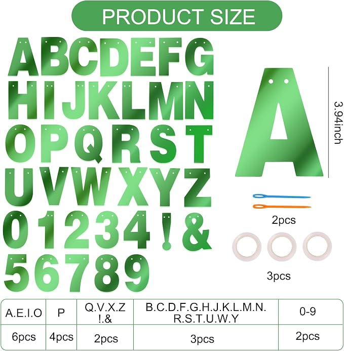 BEISHIDA Double-sided Green 116PCS A-Z DIY Letter Custom Banner Party Decor | - Image 2