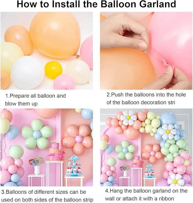 Daisy Balloon Garland Arch Kit, Retro Hippie Boho Macaron Pastel Balloons - Image 8