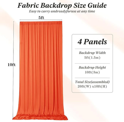 20 ft x 10 ft Wrinkle Free Orange Backdrop Curtain - Image 4
