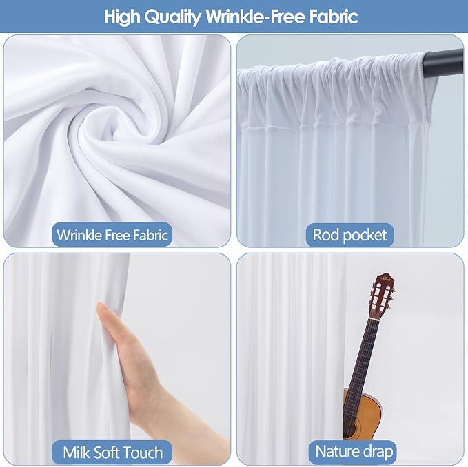 20x10ft Wrinkle Free White Backdrop Curtain - Image 5