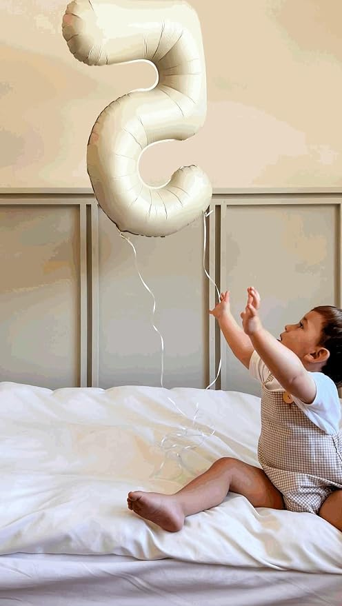 6 Balloon - Cream Birthday Number Balloons, 40 Inch Decorations Men Women | - Image 4