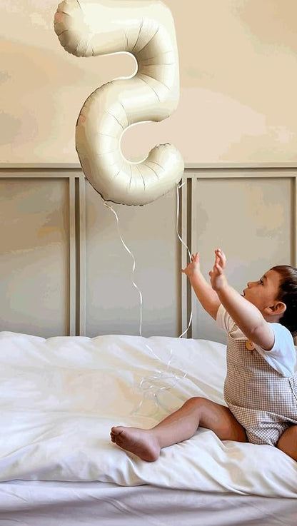 6 Balloon - Cream Birthday Number Balloons, 40 Inch Decorations Men Women | - Image 4