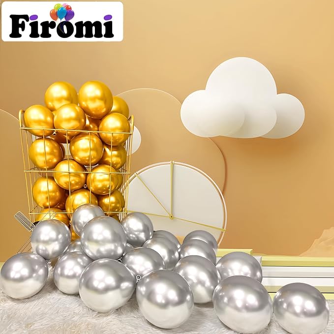 Firomi Metallic Chrome Gold Balloons 5-inch 100 Pack | Helium Small-Medium - Image 4