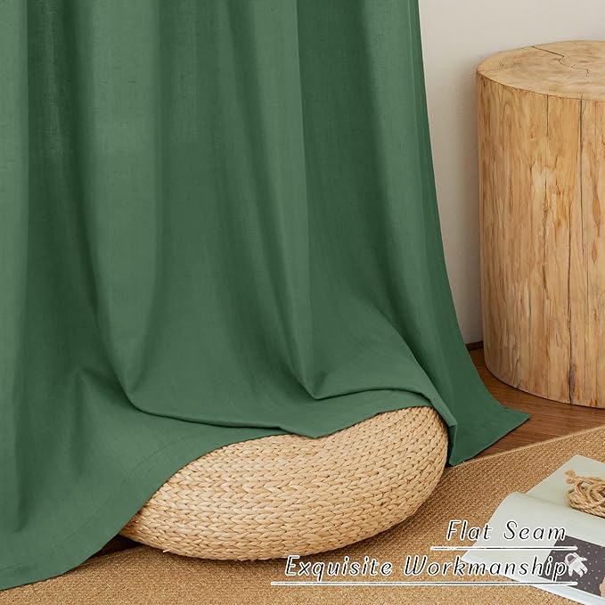NICETOWN Linen Flax Semi Sheer Curtains 94" Length, Grommet Window Treatments - Image 4