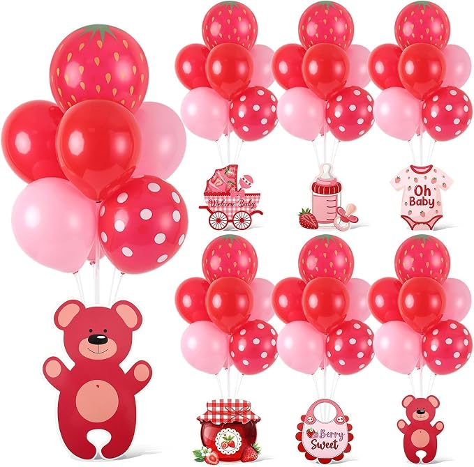 6 Sets Strawberry Balloon Stand Kit by Unknown