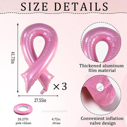 Breast Cancer Awareness Jumbo Foil Balloons Pink Ribbon Foil Balloons | 42" - Image 2