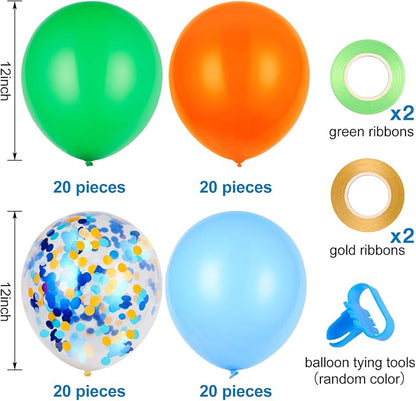 Orange Blue and Green Latex Balloons - Image 2