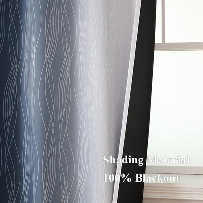 Navy Blue and Greyish White Blackout Curtains 84 Inches Long, Full Room - Image 5