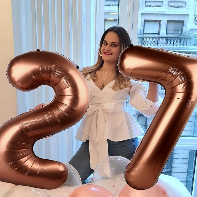 40 Inch Number 7 Balloon, Coffee Brown Birthday Decorations - Image 2