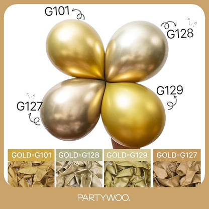 PartyWoo Metallic Gold Balloons 101pcs Chrome Gold Color 12 Inch | Balloons - Image 4