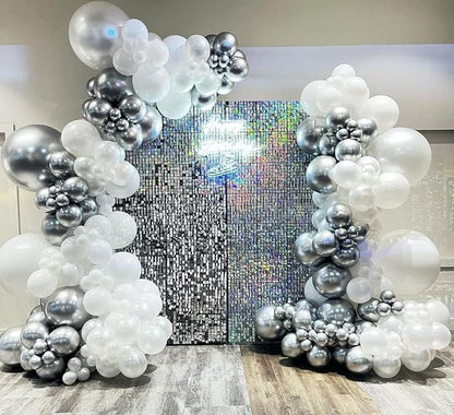 White and Silver Balloon Arch Kit, Engagements, Baby Shower, Anniversary Party - Image 7