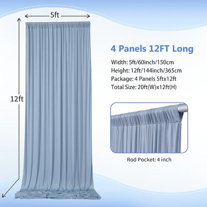 20ft×12ft Wrinkle Free Dusty Blue Backdrop Curtain - Image 3