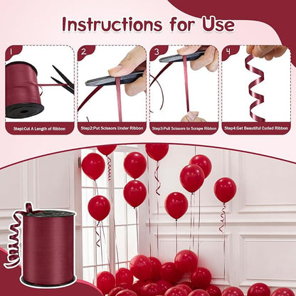 500 Yards Curling Ribbon， Wine Red Balloon String Ribbon，for Gift - Image 4